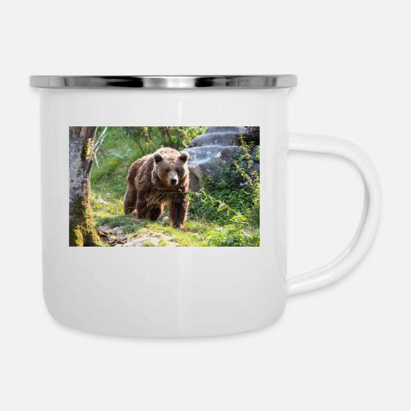 ours brun - Tasse émaillée - blanc