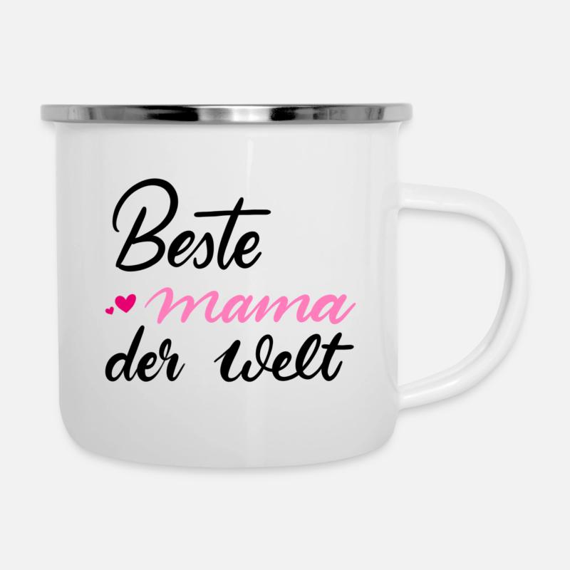 Beste Mama der Welt - Emaille-Tasse - Weiß