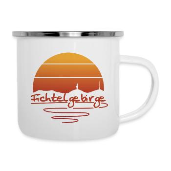 Fichtelgebirge Schneeberg Sonnenuntergang - Emaille-Tasse - Weiß - Rechts