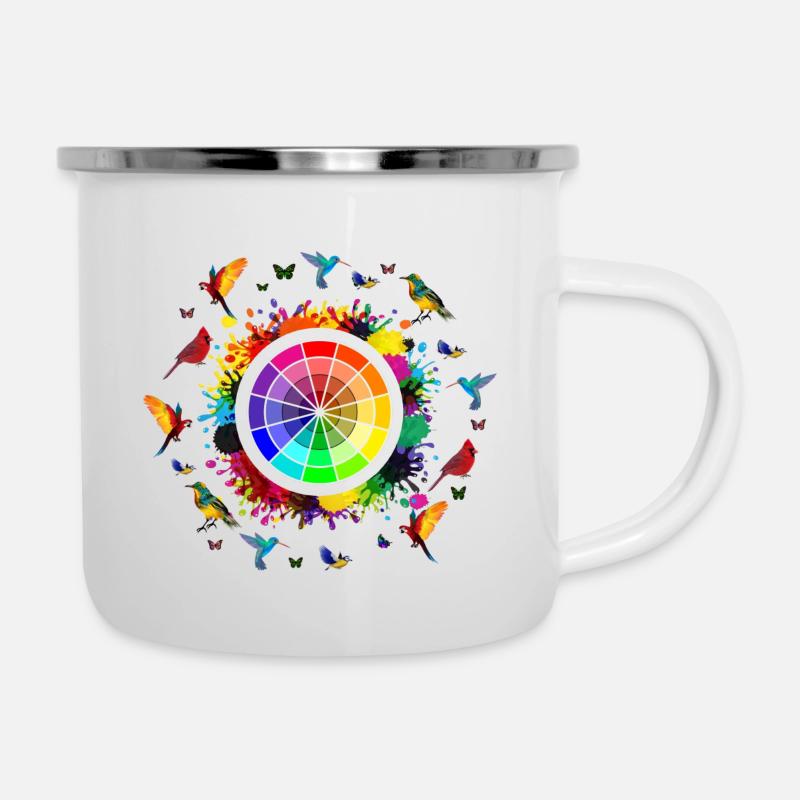 explosion de Rainbows , Rainbow, Rainbow t-shirts - Tasse émaillée - blanc