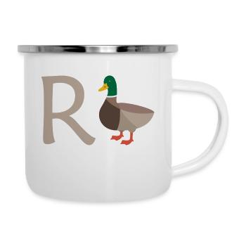 Rente Ente Ruhestand Pension Frührente Geschenk - Emaille-Tasse - Weiß - Rechts