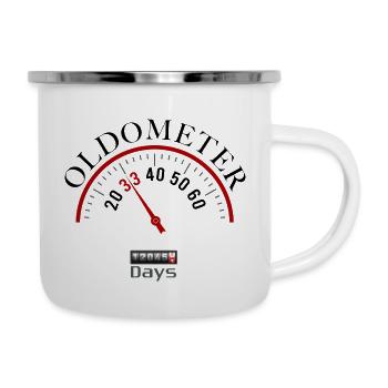 Oldometer 33.Geburtstag - Emaille-Tasse - Weiß - Rechts