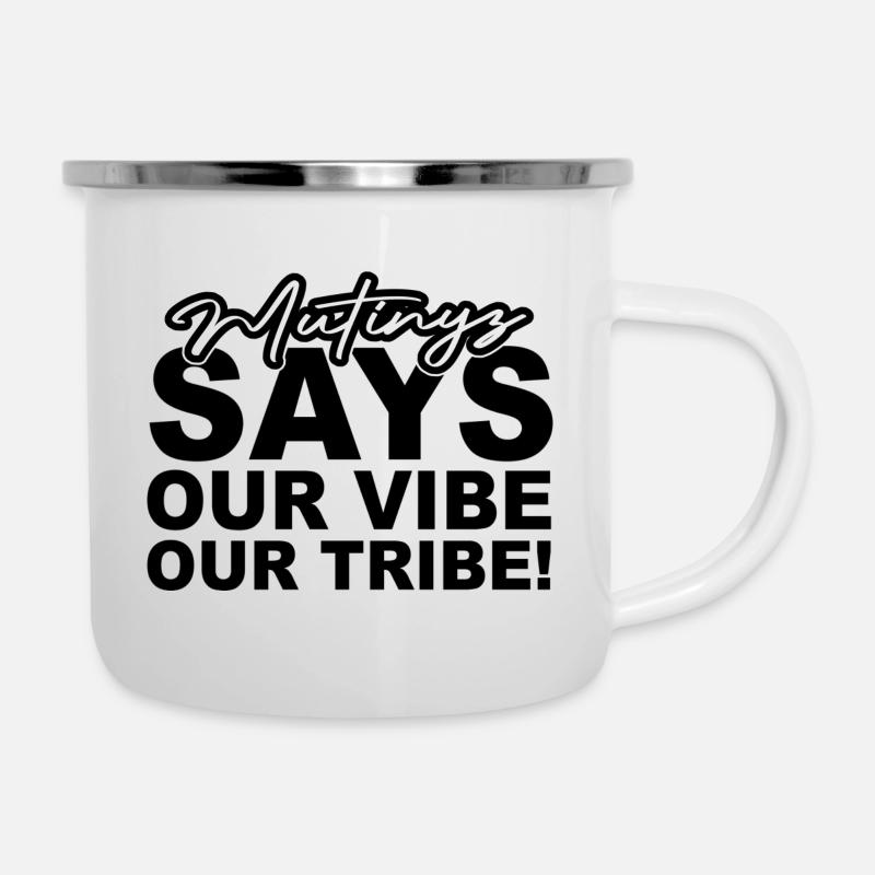 mutinyz says black logo - Camper Mug - white