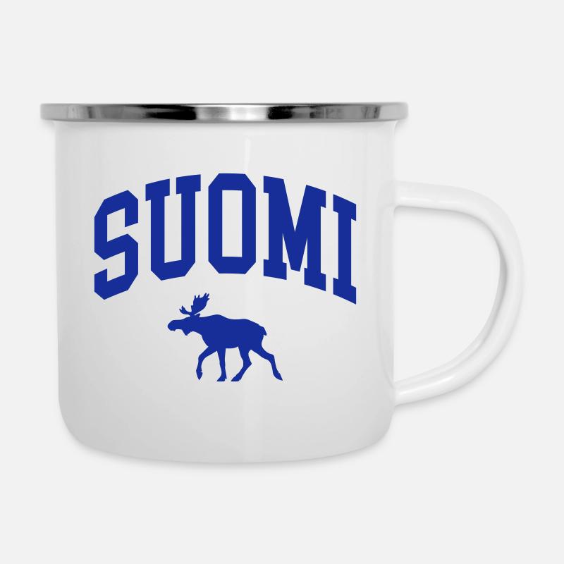 Finnland Elch - Emaille-Tasse - Weiß