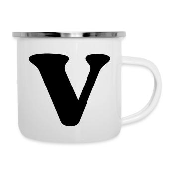 Lettre v - Tasse émaillée - blanc - Droite