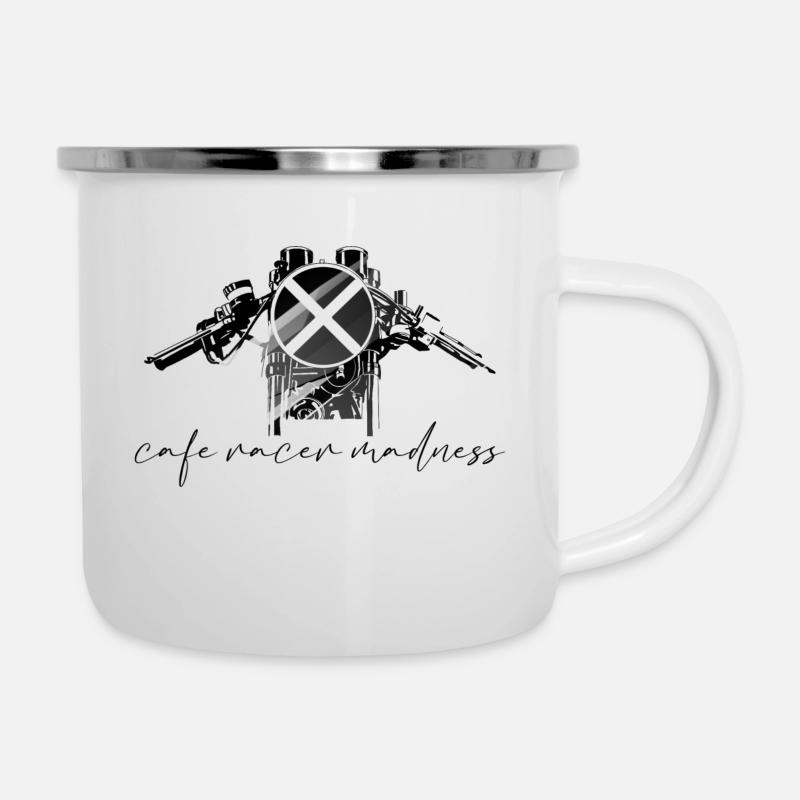 Cafe racer - Emaille-Tasse - Weiß