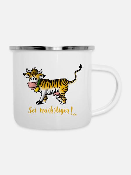 mutig - Emaille-Tasse - Weiß