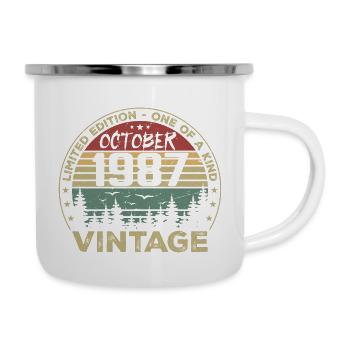 Anniversaire Millésime Fabriqué en Octobre 1987 - Tasse émaillée - blanc - Droite