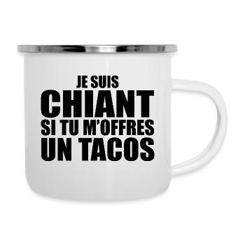 Mann, der liebt: Tacos. Lustiger Design-Humor - Emaille-Tasse - Weiß - Rechts