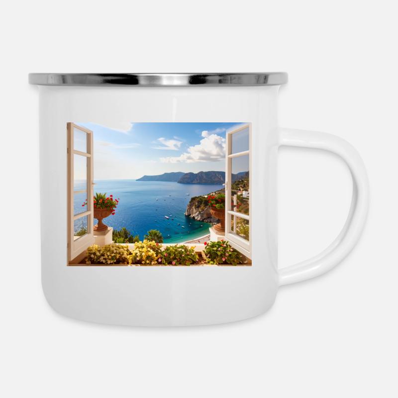 Panoramic views of the Mediterranean coast - Camper Mug - white