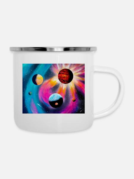 Farbenfrohe Galaxie - Emaille-Tasse - Weiß