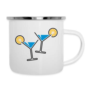2 Cocktailgläser / Cocktail / Martini + (Hellblau) - Emaille-Tasse - Weiß - Rechts