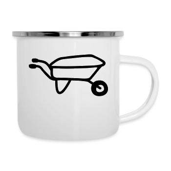Schubkarre - line - Emaille-Tasse - Weiß - Rechts