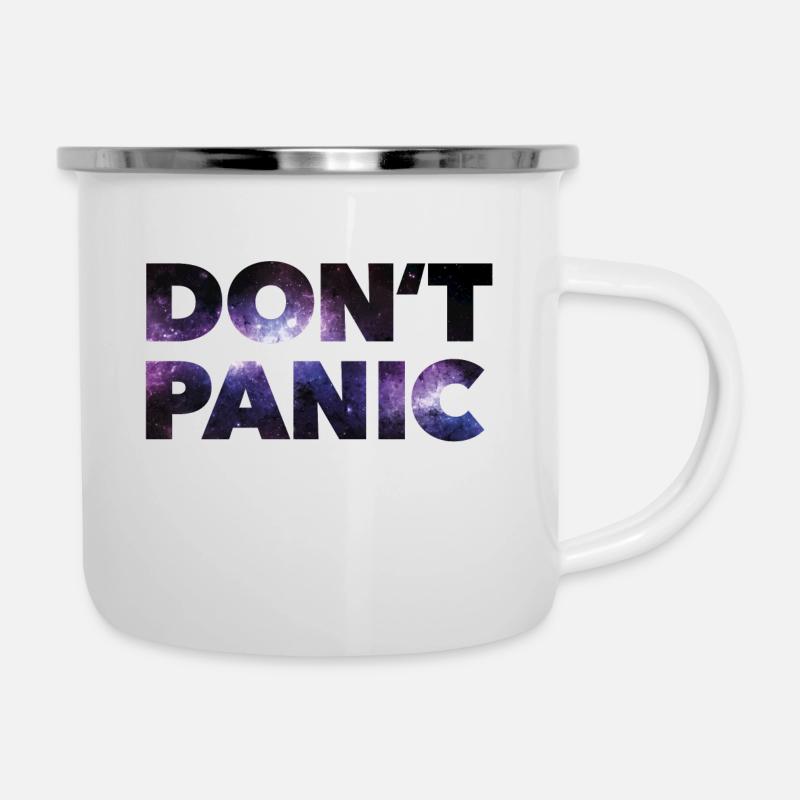 Don't Panic * - Emaille-Tasse - Weiß