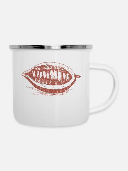 Kakao bean - Emaille-Tasse - Weiß