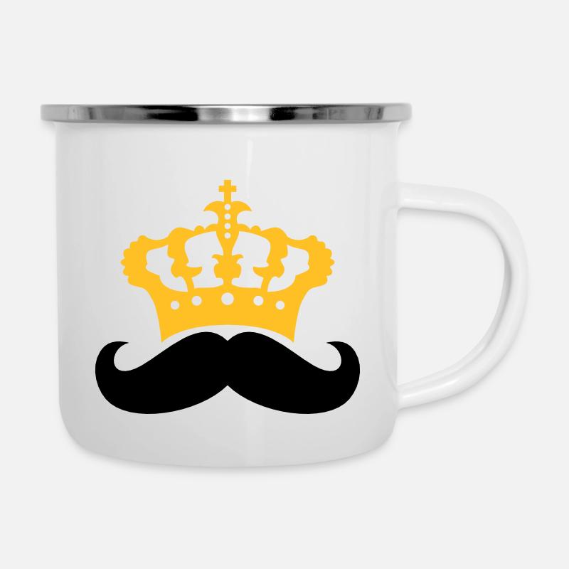 herrscher koenig krone prinz mustache schnurrbart - Emaille-Tasse - Weiß
