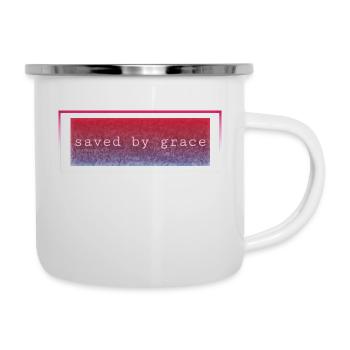 Saved by grace - Emaille-Tasse - Weiß - Rechts