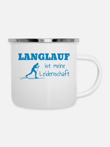 Langlaufen / Langlauf / eislaufen / Langläufer - Emaille-Tasse - Weiß
