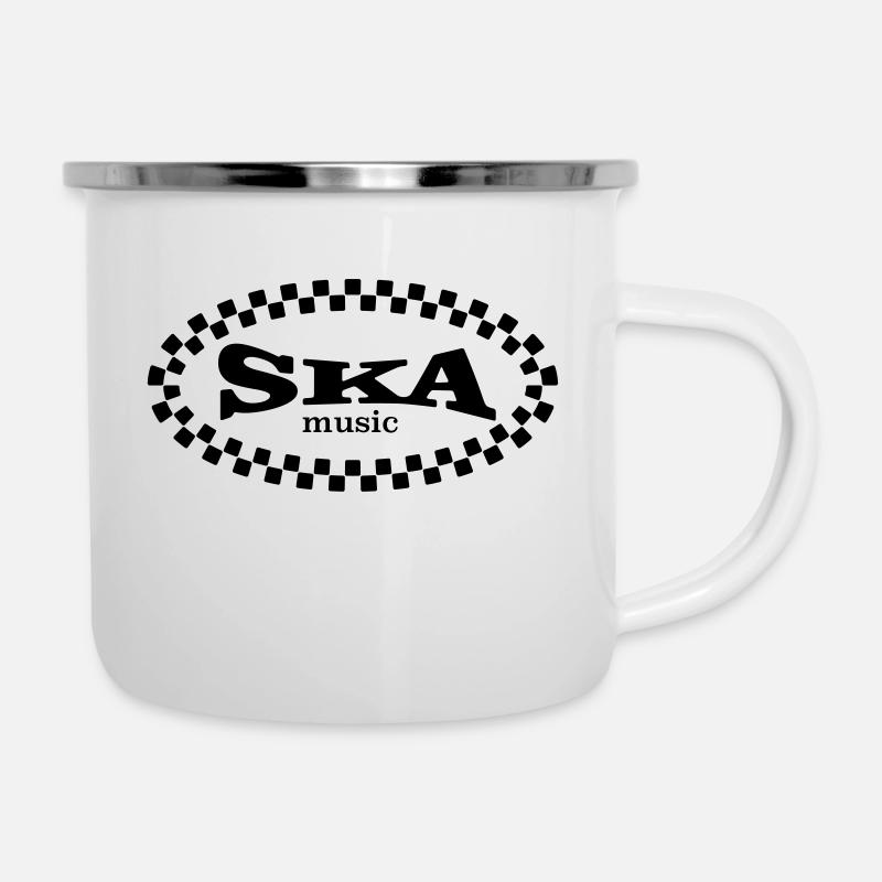 ska music checkered outline - Camper Mug - white