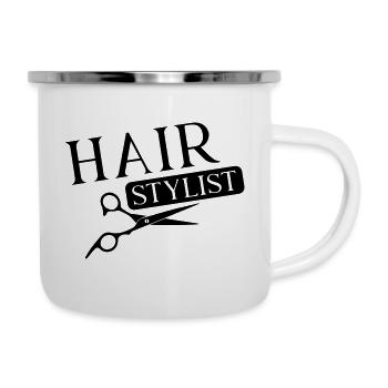 Hair stylist schere - Emaille-Tasse - Weiß - Rechts