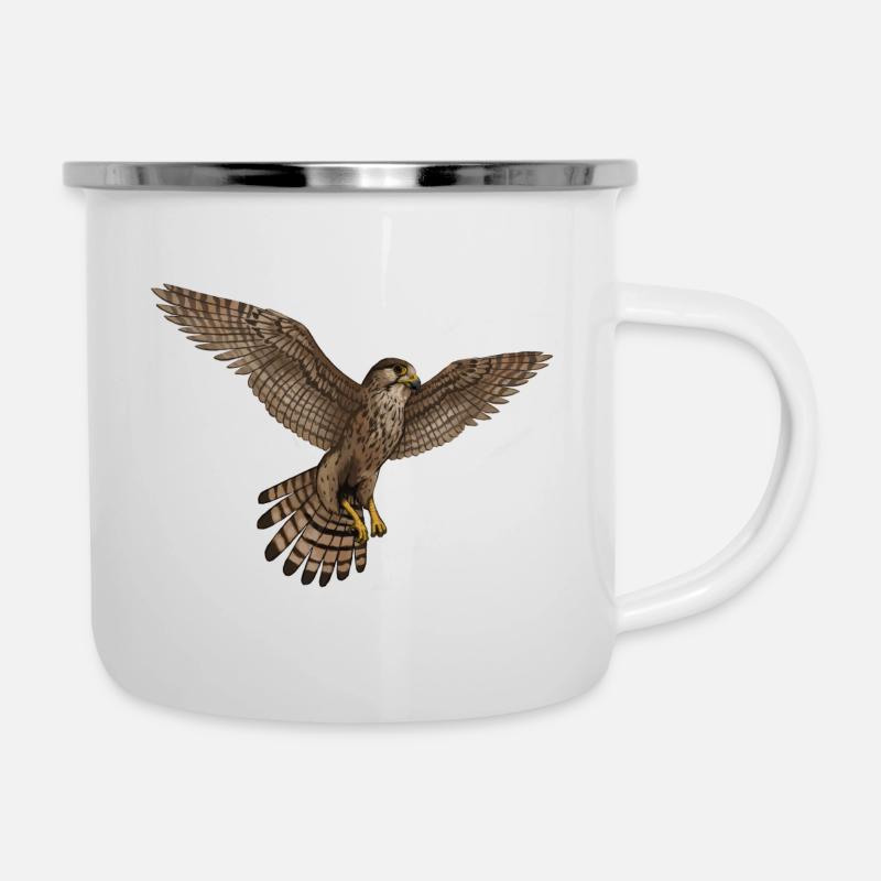 Faucon volant - Tasse émaillée - blanc