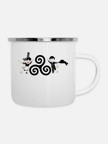 Bretonische Zeichen Triskel - Emaille-Tasse - Weiß