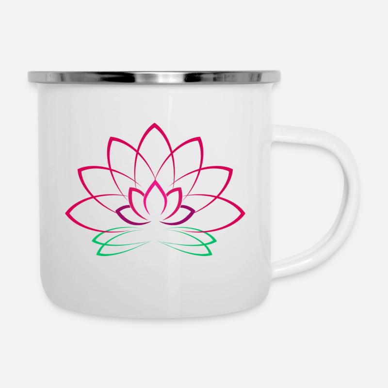 Lotusblüte - Emaille-Tasse - Weiß