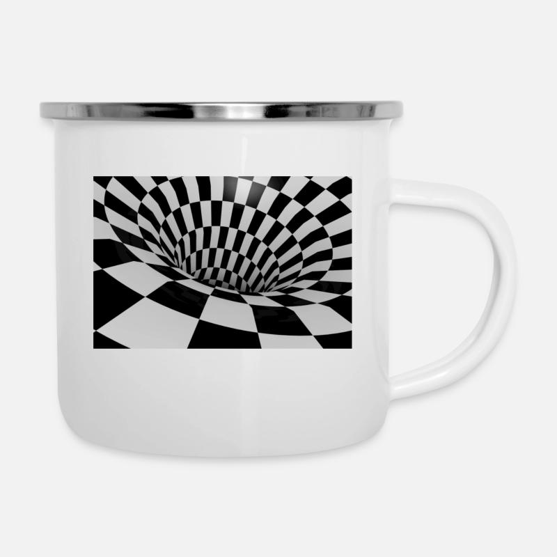 Optical Illusion 3D - Emaille-Tasse - Weiß