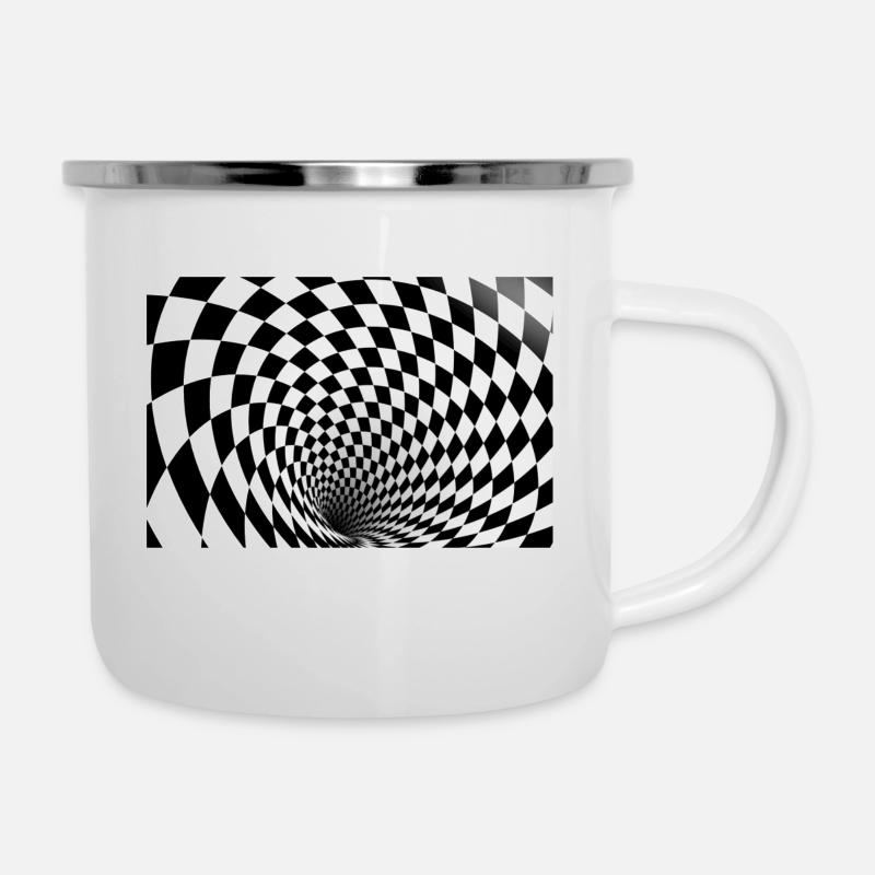 Optical Illusion 3D - Emaille-Tasse - Weiß