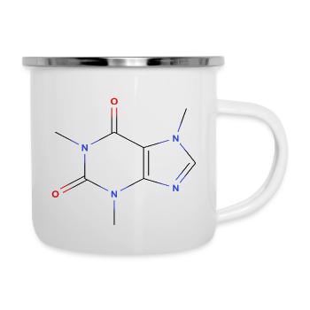 KoffeinMolekül - Farbige Strukturformel - Emaille-Tasse - Weiß - Rechts