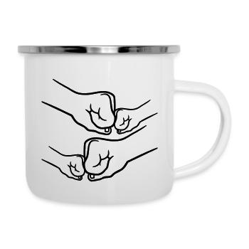 Papa Mama Kinder - Emaille-Tasse - Weiß - Rechts