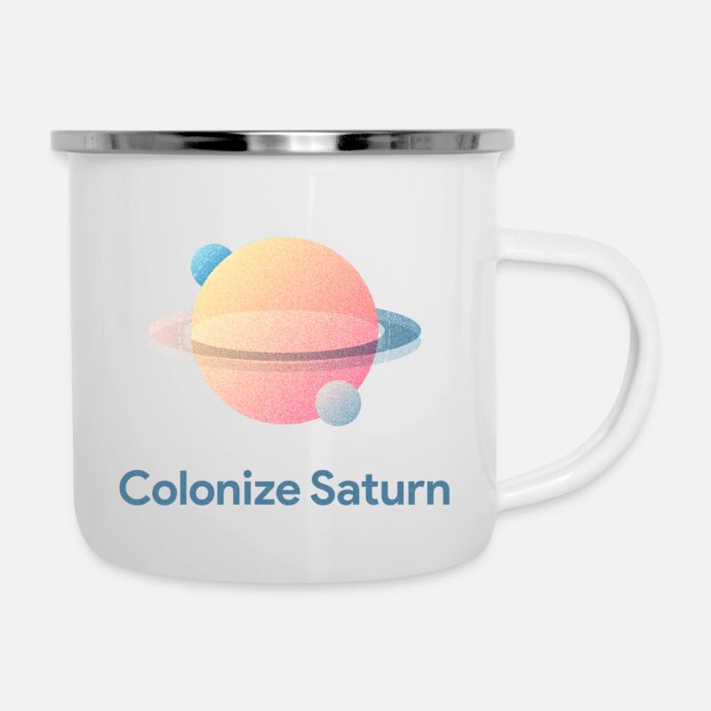 Colonize Saturn - Emaille-Tasse - Weiß