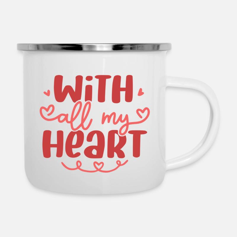 Liebe Geschenk Valentinstag - Emaille-Tasse - Weiß