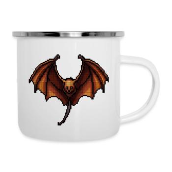 Flughund in klassischer 8 Bit retro Grafik - Emaille-Tasse - Weiß - Rechts