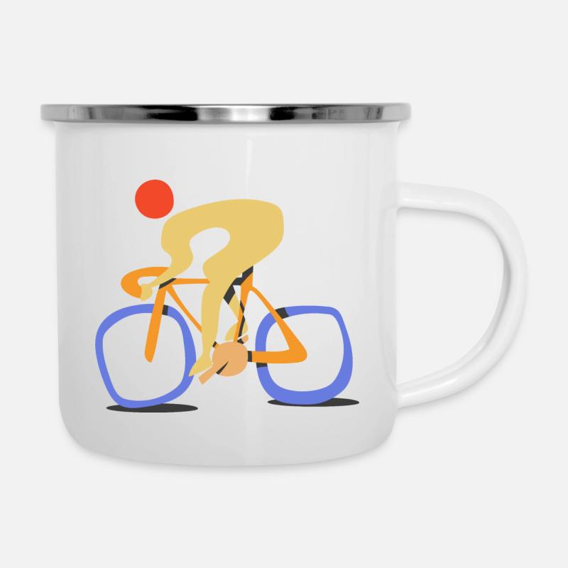 Vélo de route rapide. Style abstrait contemporain Cyclin - Tasse émaillée - blanc