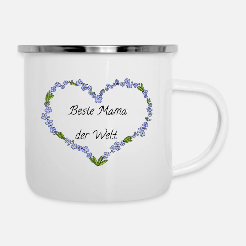 Beste Mama der Welt - Emaille-Tasse - Weiß