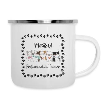 Katzenliebhaber "Professional cat trainer" - Emaille-Tasse - Weiß - Rechts
