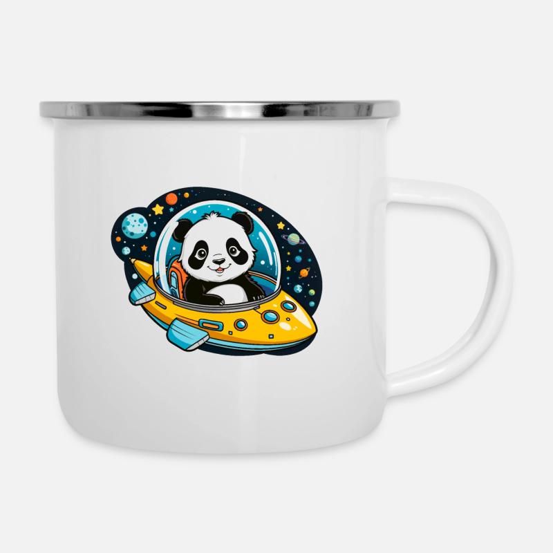Raumschiff Panda 01 - Emaille-Tasse - Weiß