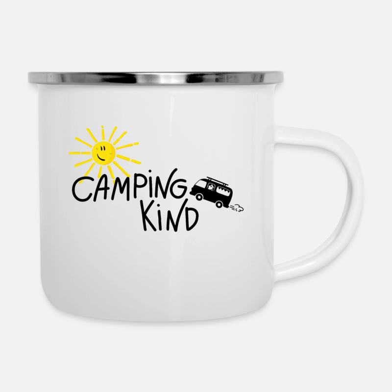 Camping Kind Bus - Emaille-Tasse - Weiß