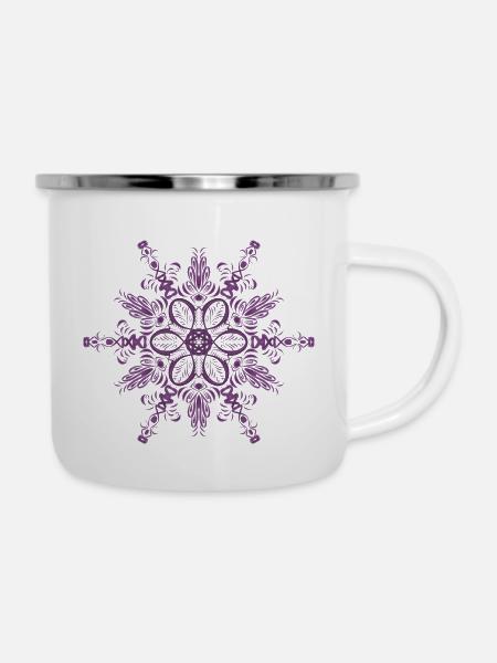 Mandala - Emaille-Tasse - Weiß