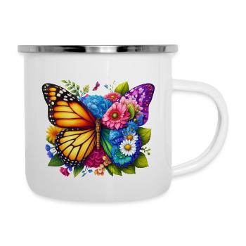 Bunter Schmetterling, von der Natur inspirierte Sommerstimmungen - Emaille-Tasse - Weiß - Rechts