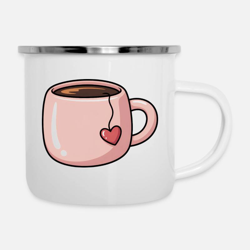 Tasse à thé en forme de cœur - Tasse émaillée - blanc