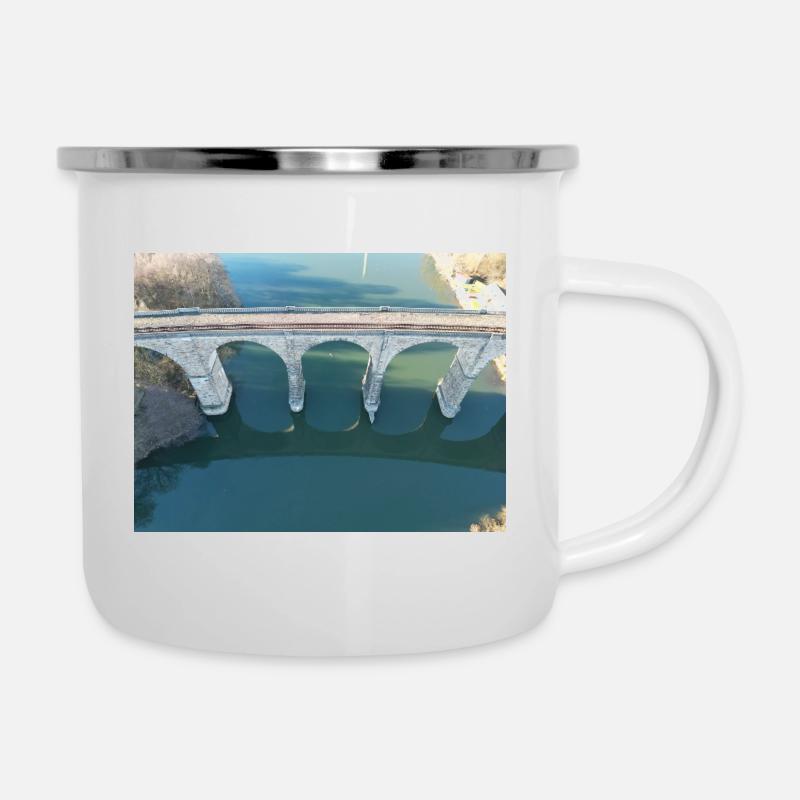 Bridge arch over the silent river Viaduct Herdecke - Camper Mug - white