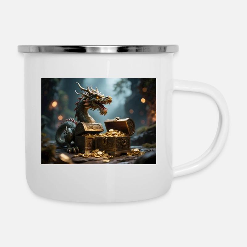 Drachenschatz im Feuerdrache - Emaille-Tasse - Weiß