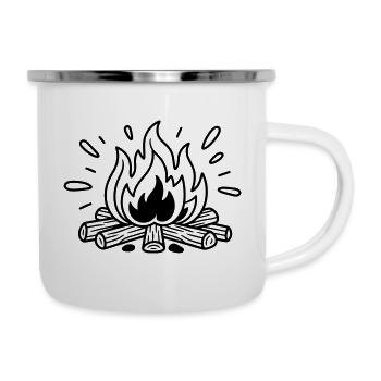 feu de camp - Tasse émaillée - blanc - Droite