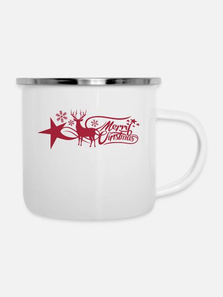 merry-christmas - Emaille-Tasse - Weiß