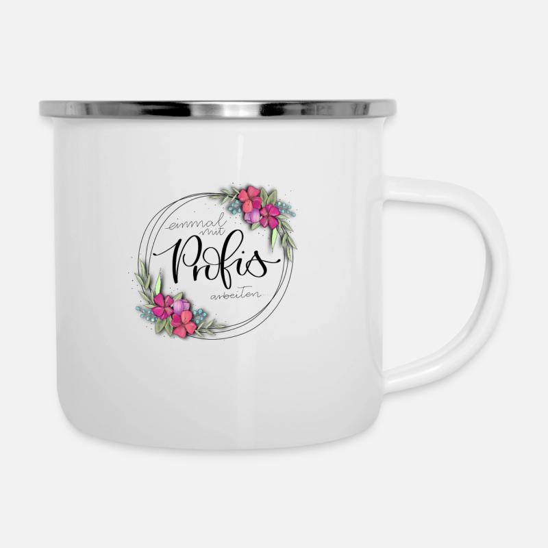 Travailler une fois avec des professionnels - Tasse émaillée - blanc