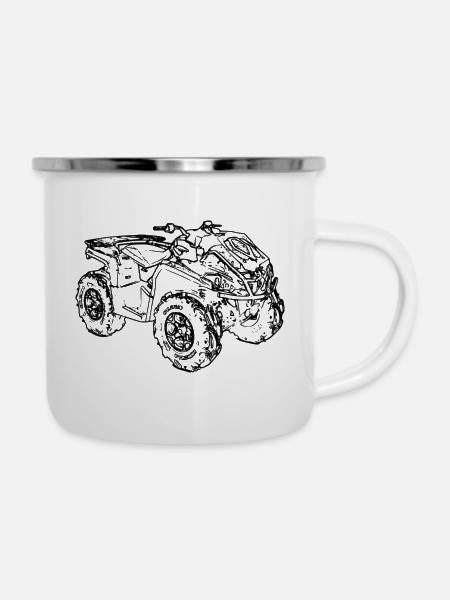 Quad ATV Mudracer - Emaille-Tasse - Weiß