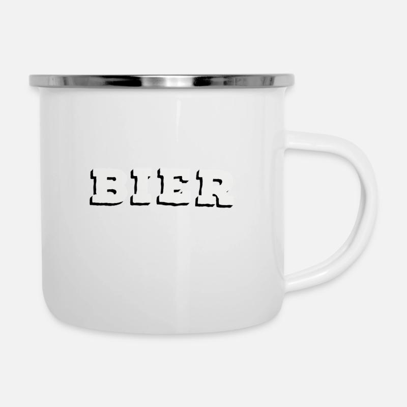 Bière bière - Tasse émaillée - blanc