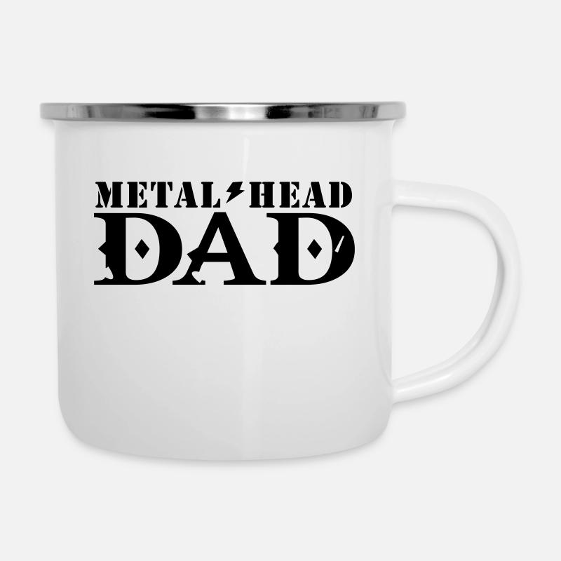 metal head papa - Emaille-Tasse - Weiß